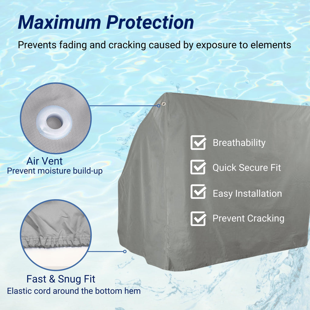 Savvycraft Waterproof Boat Swing Back Seat Cover, Leaning Post, Swingback Cooler Boat Seat Cover 20'' Dx 36'' W X 36'' H Gray