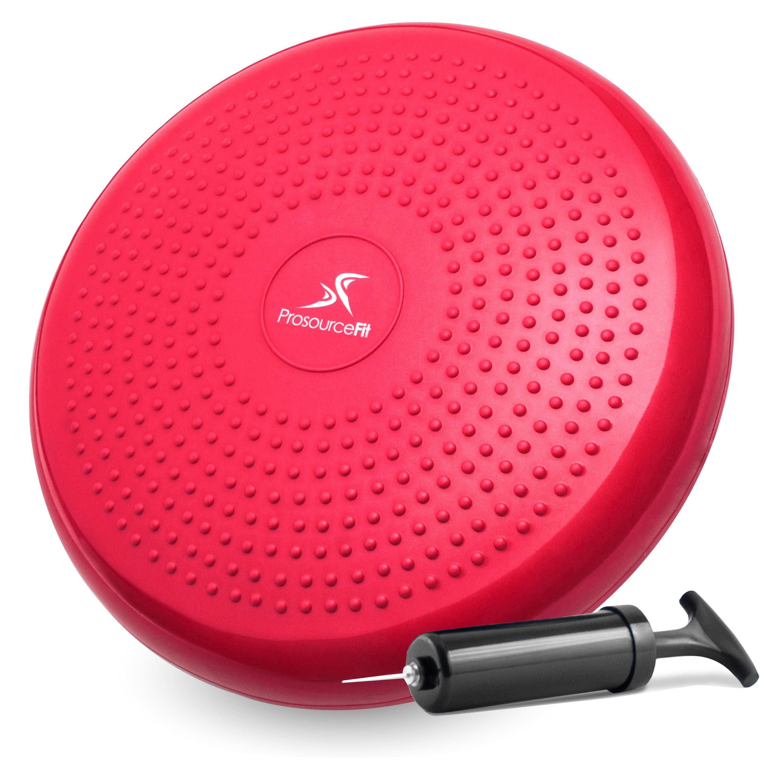 Prosourcefit Core Balance Disc Trainer, 14 Diameter With Pump For Improving Posture, Fitness, Stability, Red