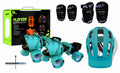 jaspo UnisexYouth Cruiser Senior Players Quad Adjustable Roller Skates Combo (Suitable For 6 To 14 Years) (Cyan), outdoor_wheel