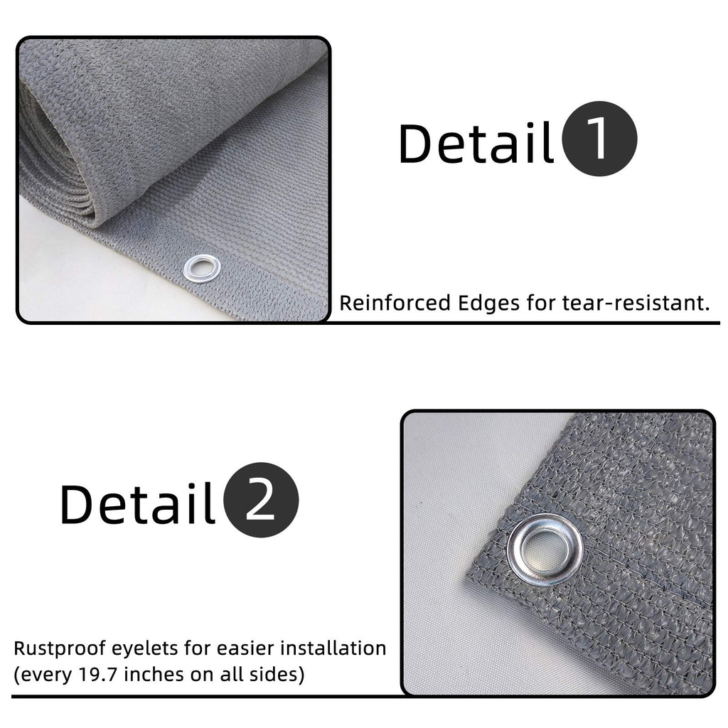 Sunlax 3X10 Light Grey Balcony Privacy Screen Fence Windscreen Cover Fabric Shade Netting Mesh Cloth With Grommets Uv Protection