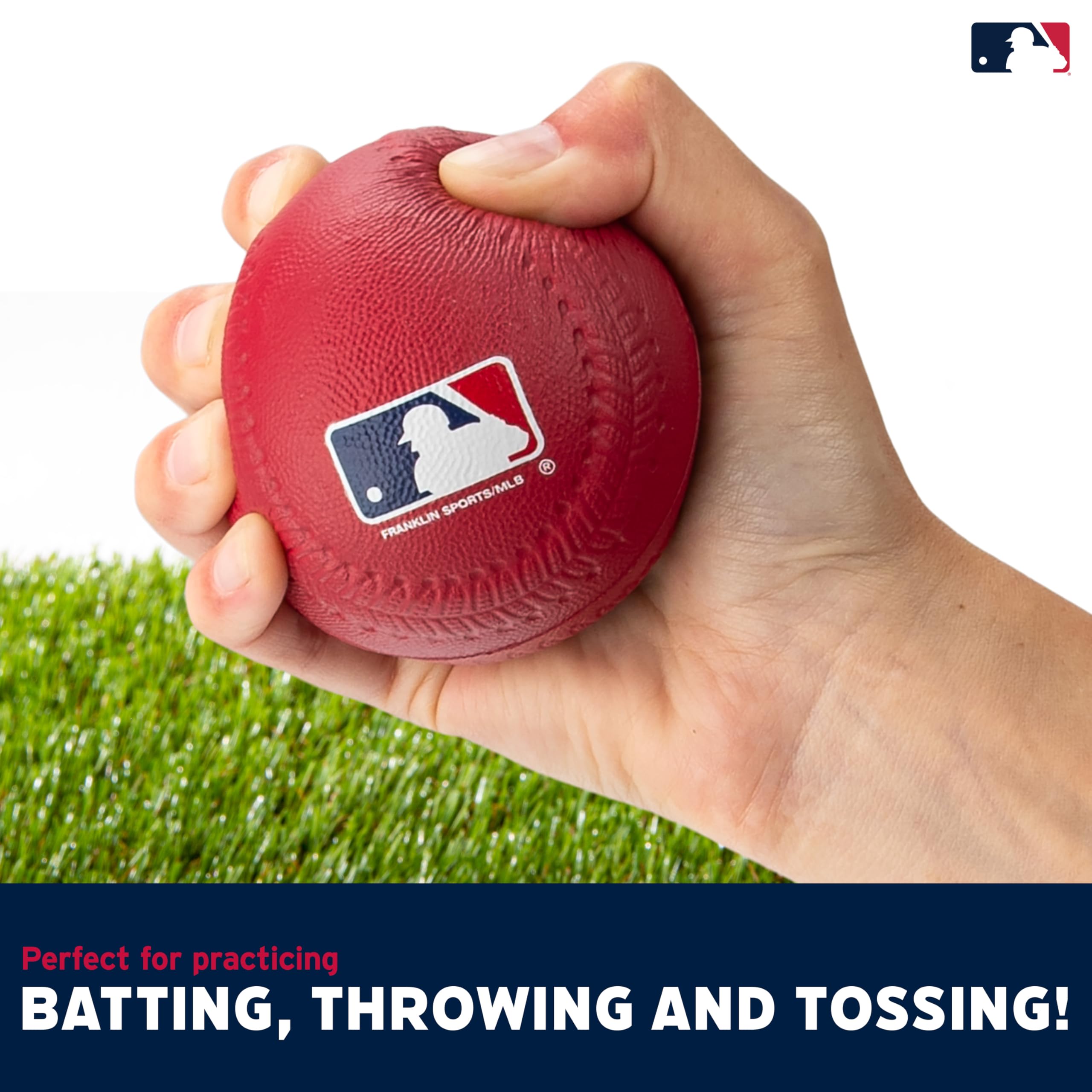 Franklin Sports Foam Baseballs - Soft Foam Practice Baseballs For Kids - Perfect For Hitting And Indoor Or Outdoor Play - 3 Pack