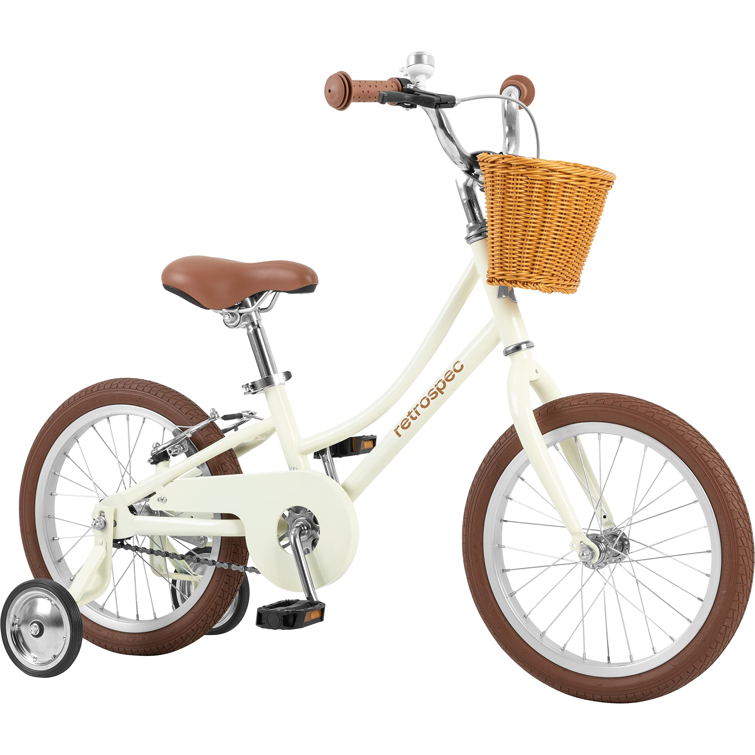 Retrospec Beaumont Mini 16in Kids Bike with Training Wheels & Basket - Beginner Bicycle for 4-6 Year Olds, Low-Profile Frame, V-