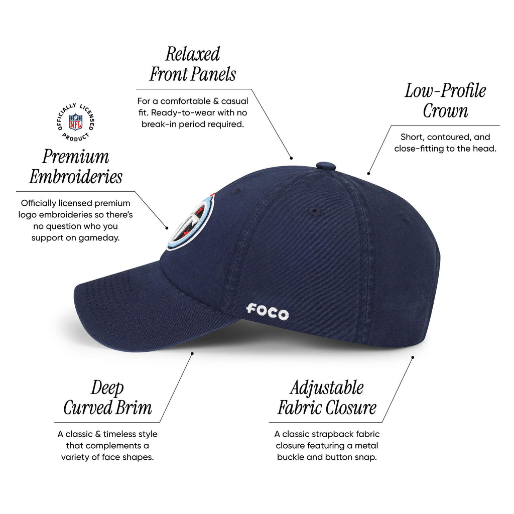 Foco Men'S Tennessee Titans Cap Nfl Logo Casual Hat, Team Color
