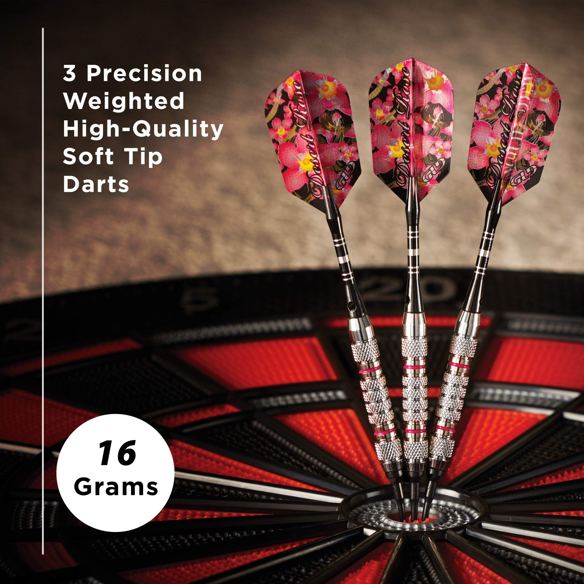 Viper By Gld Products Desert Rose Soft Tip Darts With Storage/Travel Case, 16 Grams,Pink,20-0600-16
