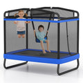 Giantex 6 FT Trampoline for Kids, Toddler Trampolines with Swing & Safety Enclosure Net, ASTM Approved, Rectangle Indoor & Outdo