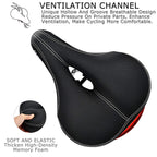 Daway Comfortable Men Women Bike Seat - C99 Soft Memory Foam Padded Wide Leather Bicycle Saddle Cushion With Taillight, Waterpro