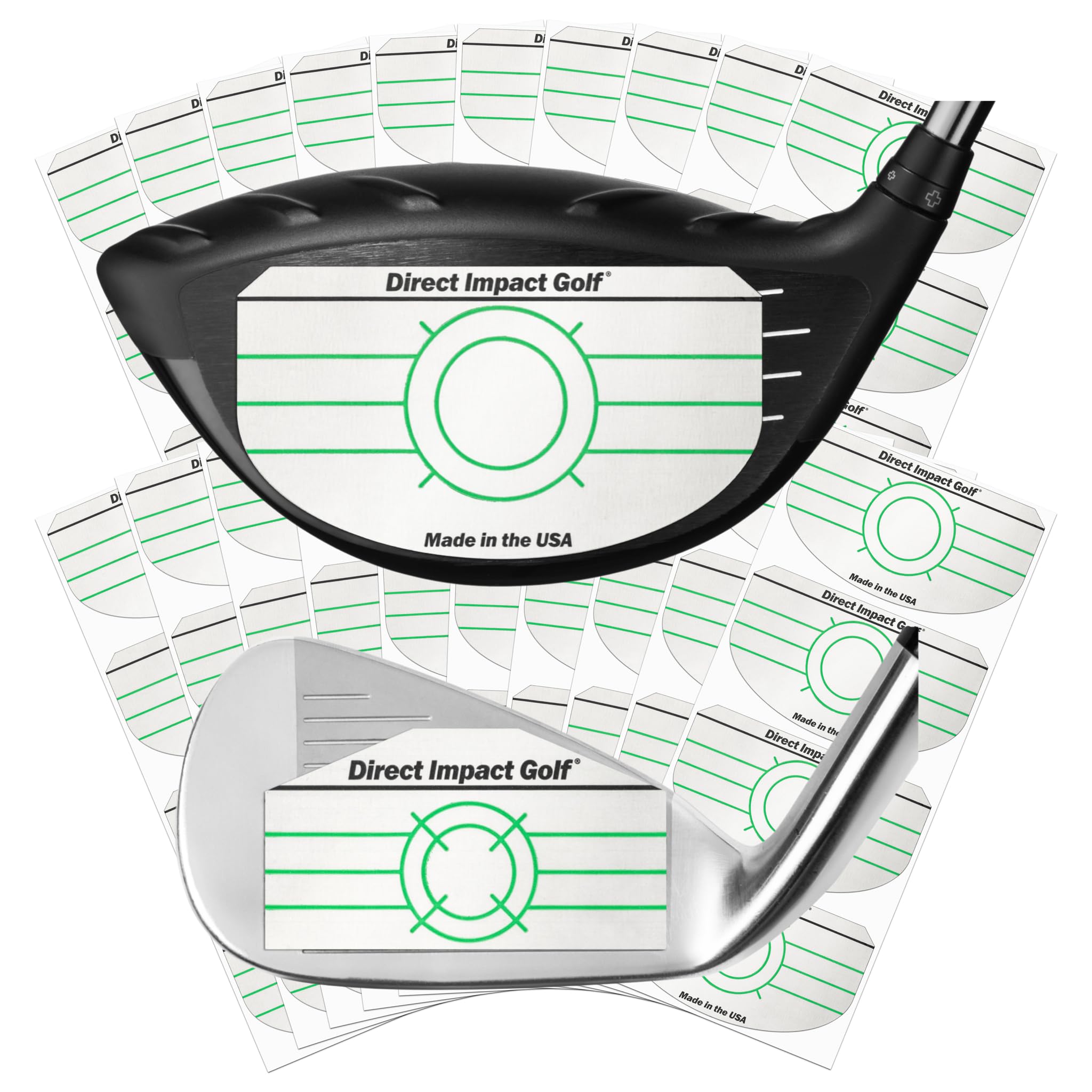 Combo Pack (100 Driver+100 Iron) Ultra-Thin Golf Impact Tape For Accurate Swing Analysis And Shot Feedback By Direct Impact Golf