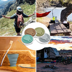 Litoexpe 4 Pack Silicone Collapsible Travel Cup Portable Folding Camping Cup Sets With Lids, Mint Green & Light Gray & Mustard Y