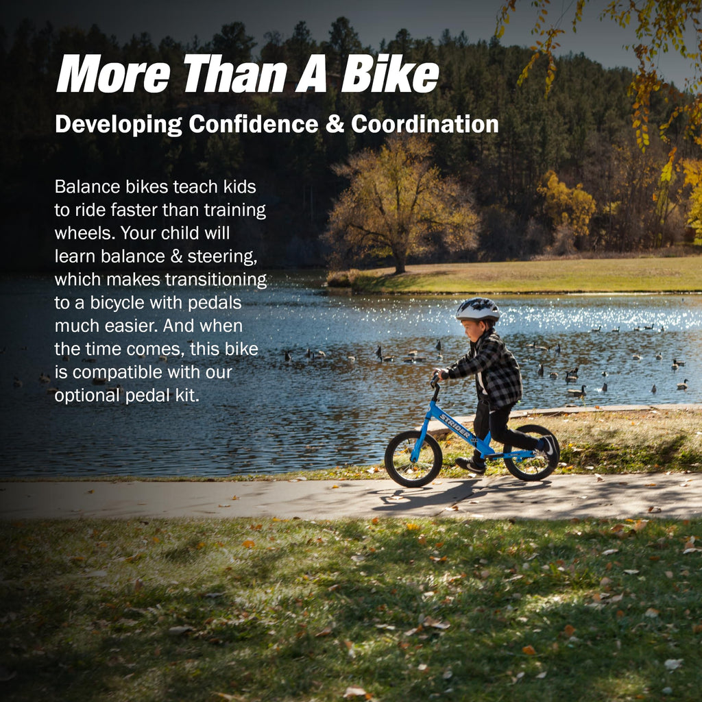 Strider 14X, Awesome Blue - Balance Bike For Kids 3 To 6 Years - Includes Kid-Size Grips, Padded Seat, Performance Footrest & Al