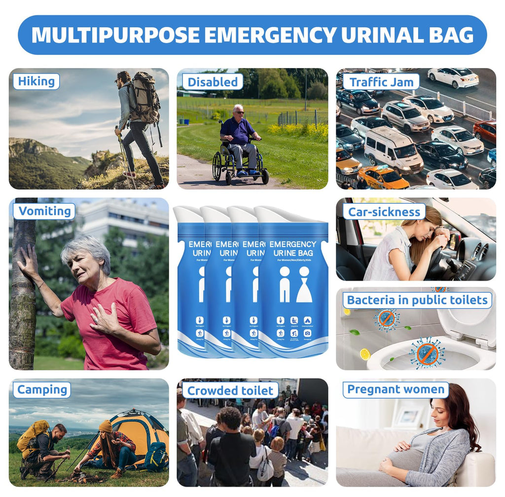Prelady Disposable Urine Bag, 12 Pcs Emergency Portable Urinal Bags For Men/Women, Unisex Pee And Vomit Bags For Travel, Camping