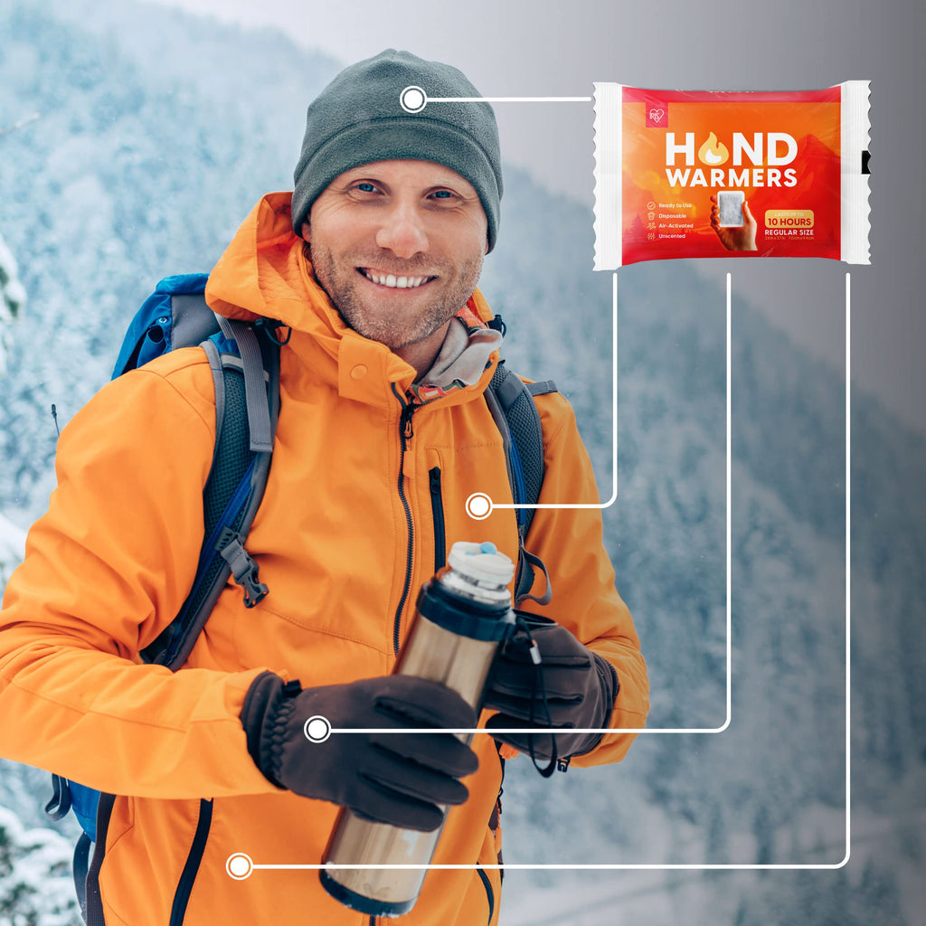 Iris Usa Hand Warmers - Large, 60 Individual Warmers, Long-Lasting Up To 18 Hours For Warm And Hot Hands - On The Go, Disposable