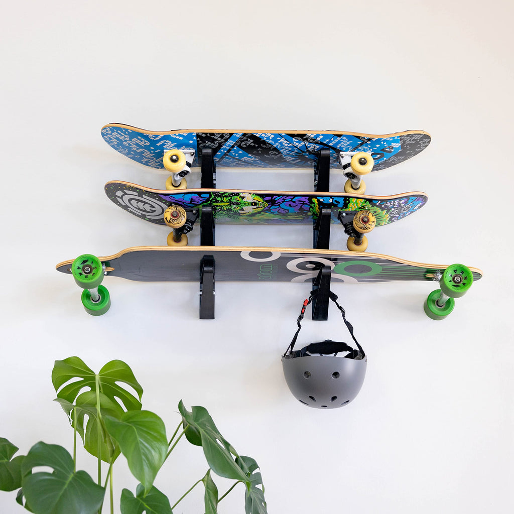 Storeyourboard Skateboard Rack, 3 Board Wall Storage Mount, Home And Garage