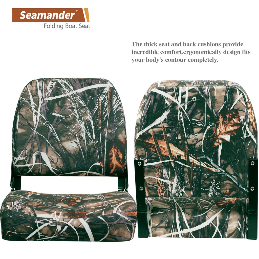 Seamander Low Back Boat Seats, Folding Boat Seats With Stainless Steel Screws,Aluminum Hinges&Padded,Fishing Boat Seat, 5 Colors