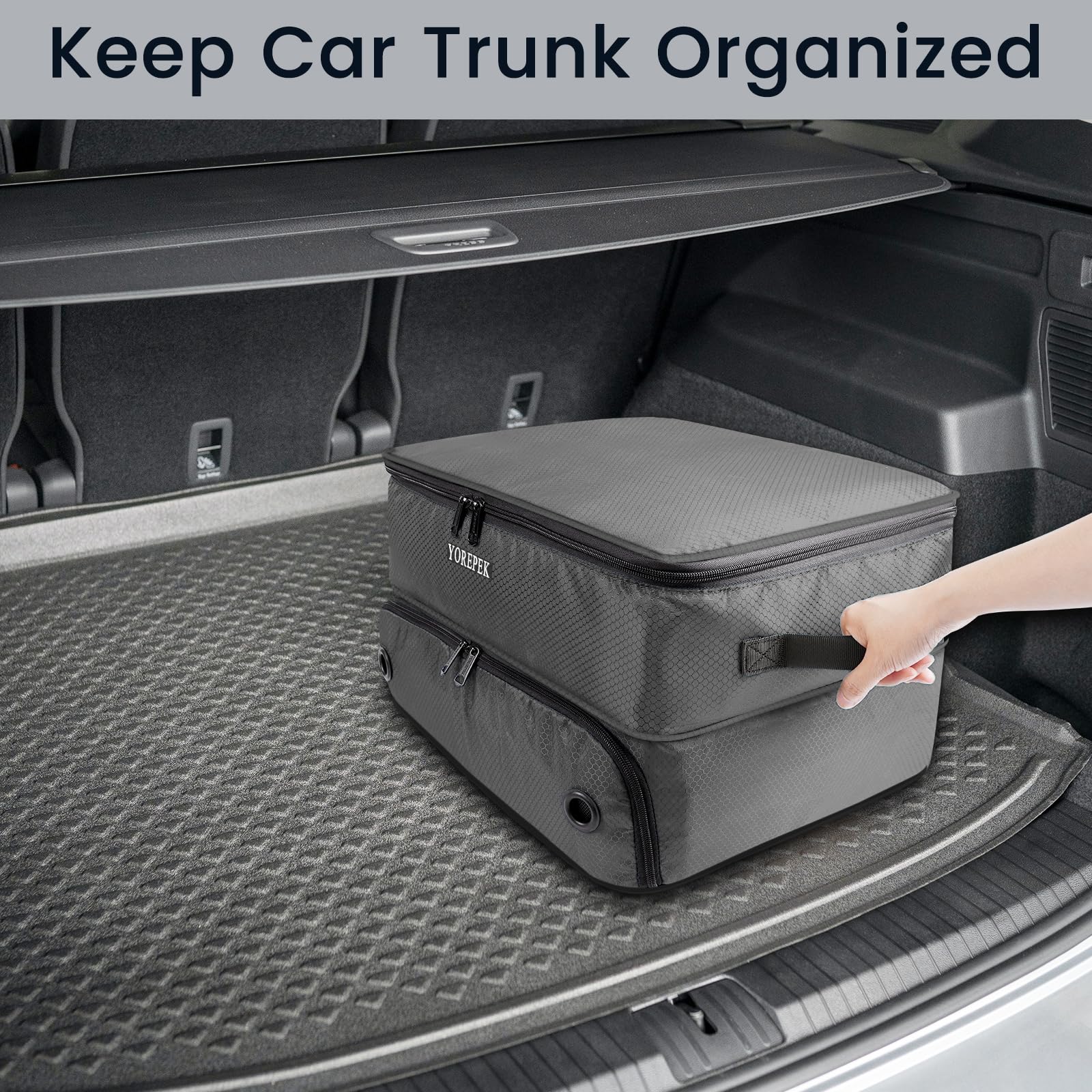 2 Layer Golf Trunk Organizer, Waterproof Car Golf Locker With Separate Ventilated Compartment For 2 Pair Shoes, Durable Golf Tru