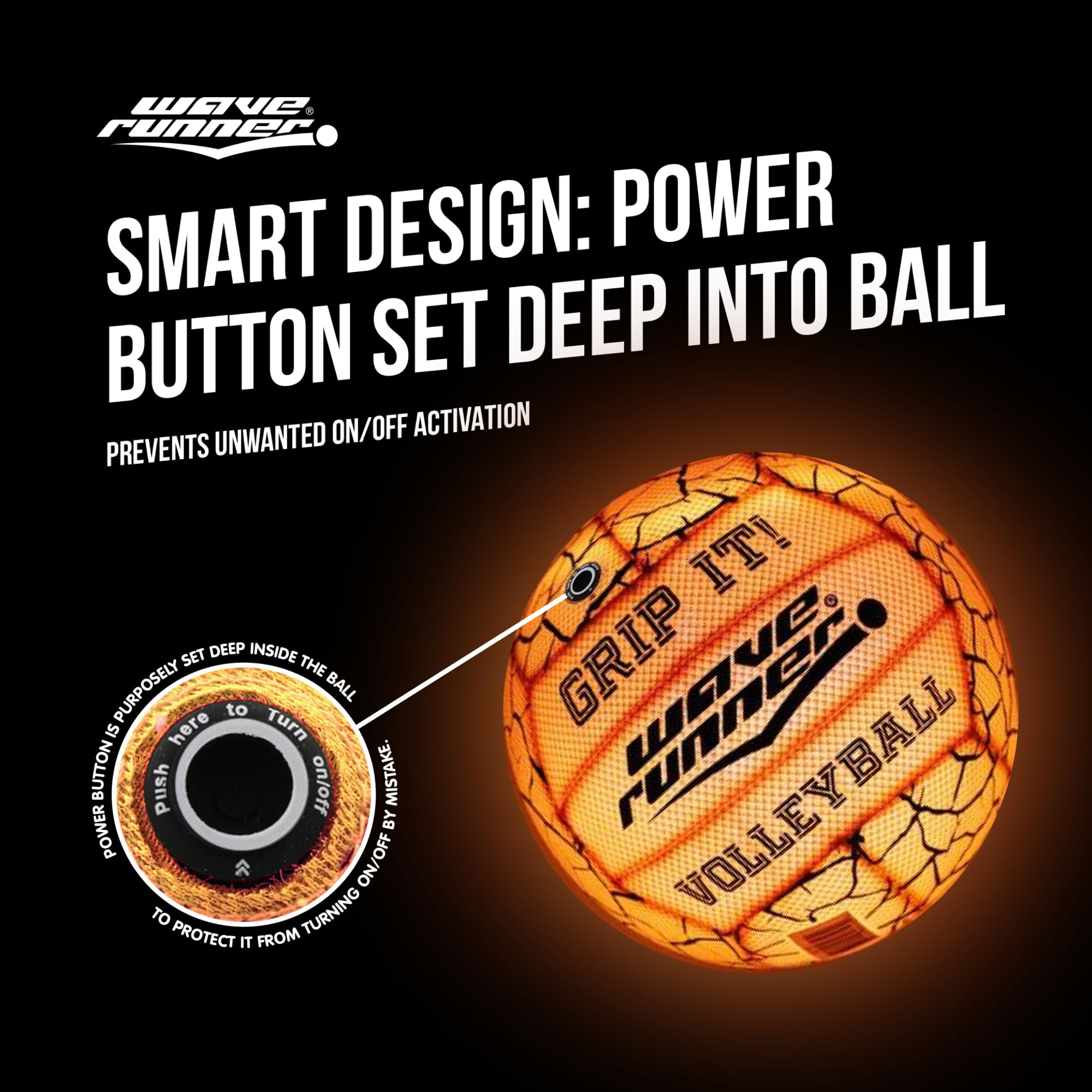 Wave Runner Glow In The Dark Led Light Junior Football, Waterproof Double Laced Football For Night Sports And Games Waterproof B