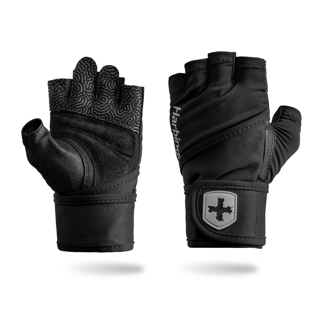 Harbinger Pro Wristwrap Gloves 3.0 - Enhanced Grip, Superior Wrist Support, Breathable 4-Way Stretch Lycra, Durable Leather Palm