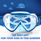 Kids Snorkel Swim Mask, Child Diving Mask Anti-Fog Swim Goggles With Nose Cover For Snorkeling Diving Swimming (Blue)
