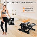 Fitvids Pre-Assembled Adjustable Mini Stepper Stair Stepper Stepping Machine With Resistance Bands, Midnight Black