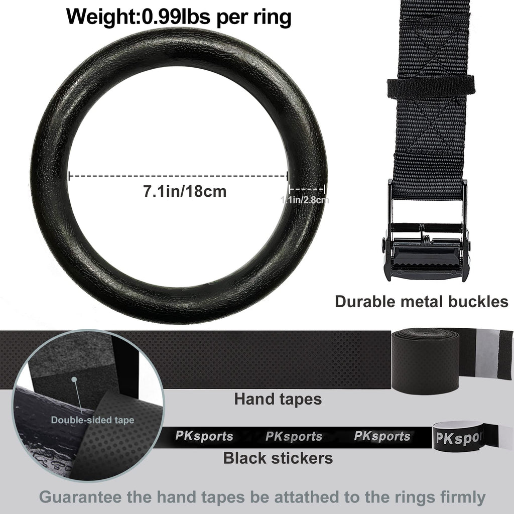Pacearth Gymnastic Rings 1100Lbs Capacity With 14.76Ft Adjustable Buckle Straps Pull Up Exercise Rings Non-Slip Rings For Home G