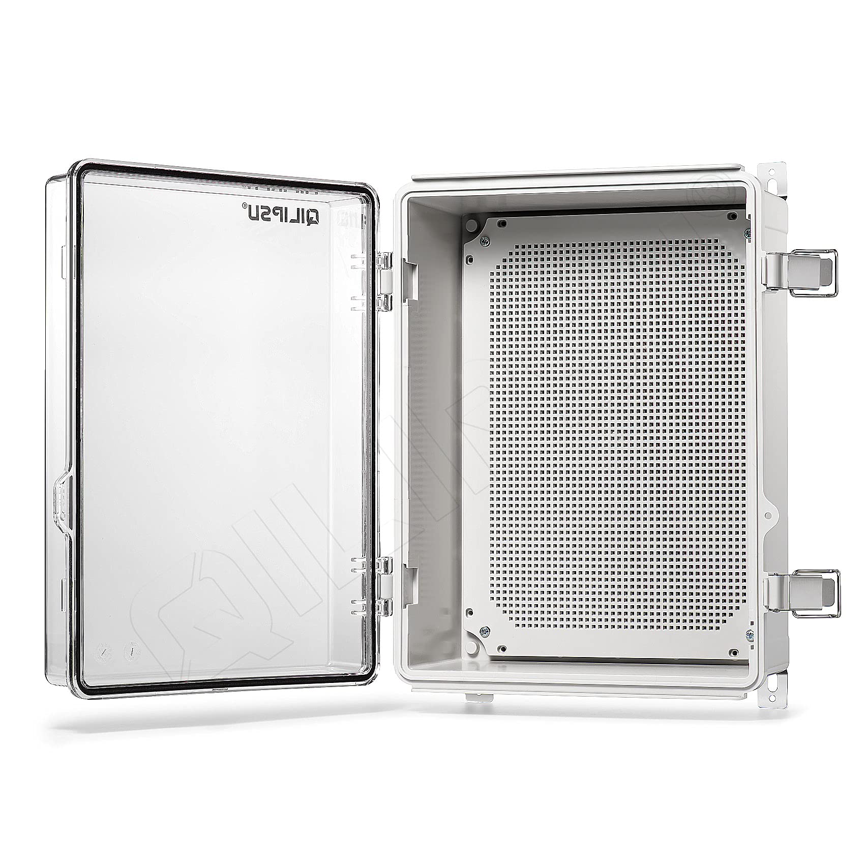 Qilipsu Clear Hinged Cover Stainless Steel Latch 410X310X180Mm Junction Box With Mounting Plate, Universal Ip67 Project Box Wate