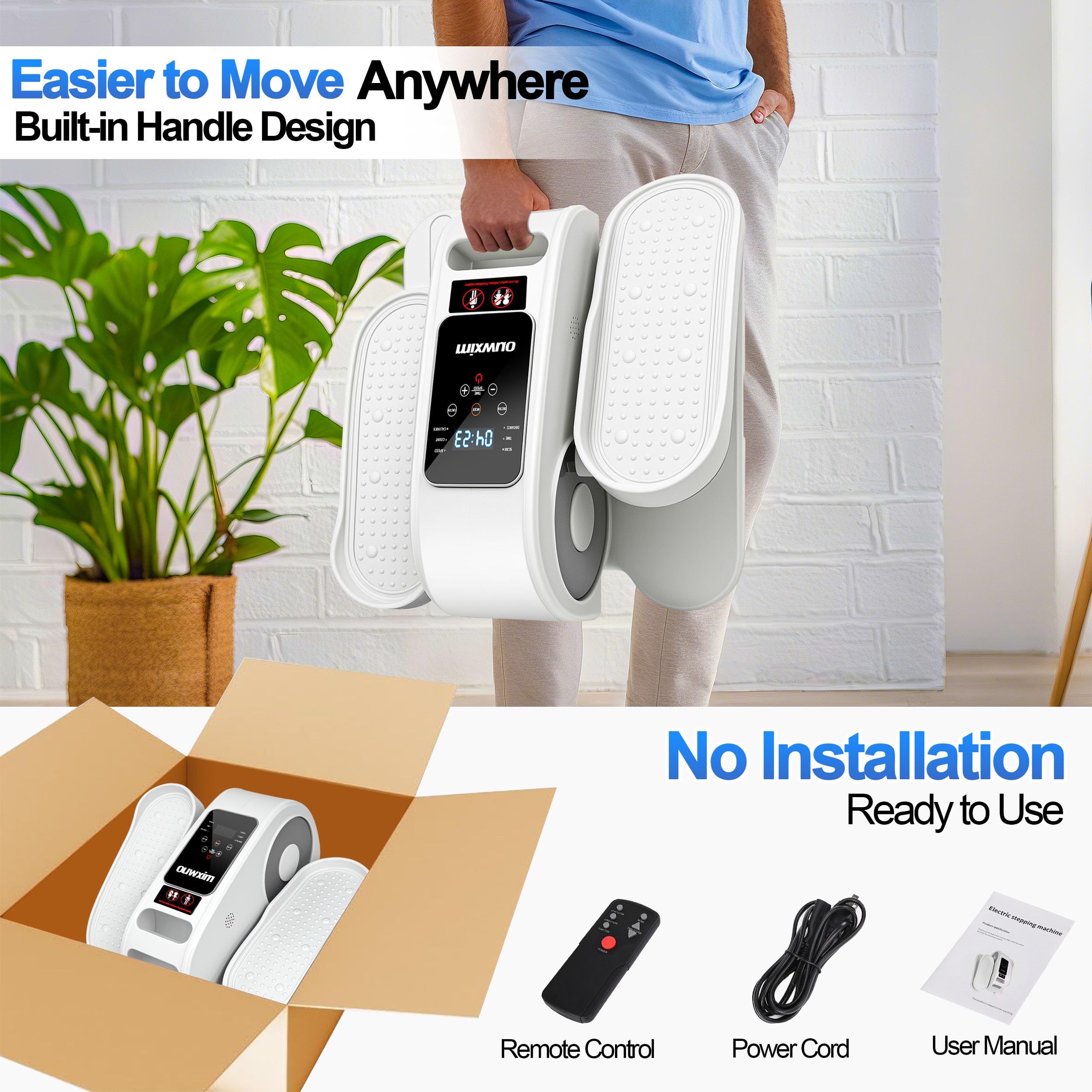 Under Desk Elliptical Machine-Elliptical Machine For Seniors,Portable Silent Electric Home Leg Exerciser With Remote Control,12