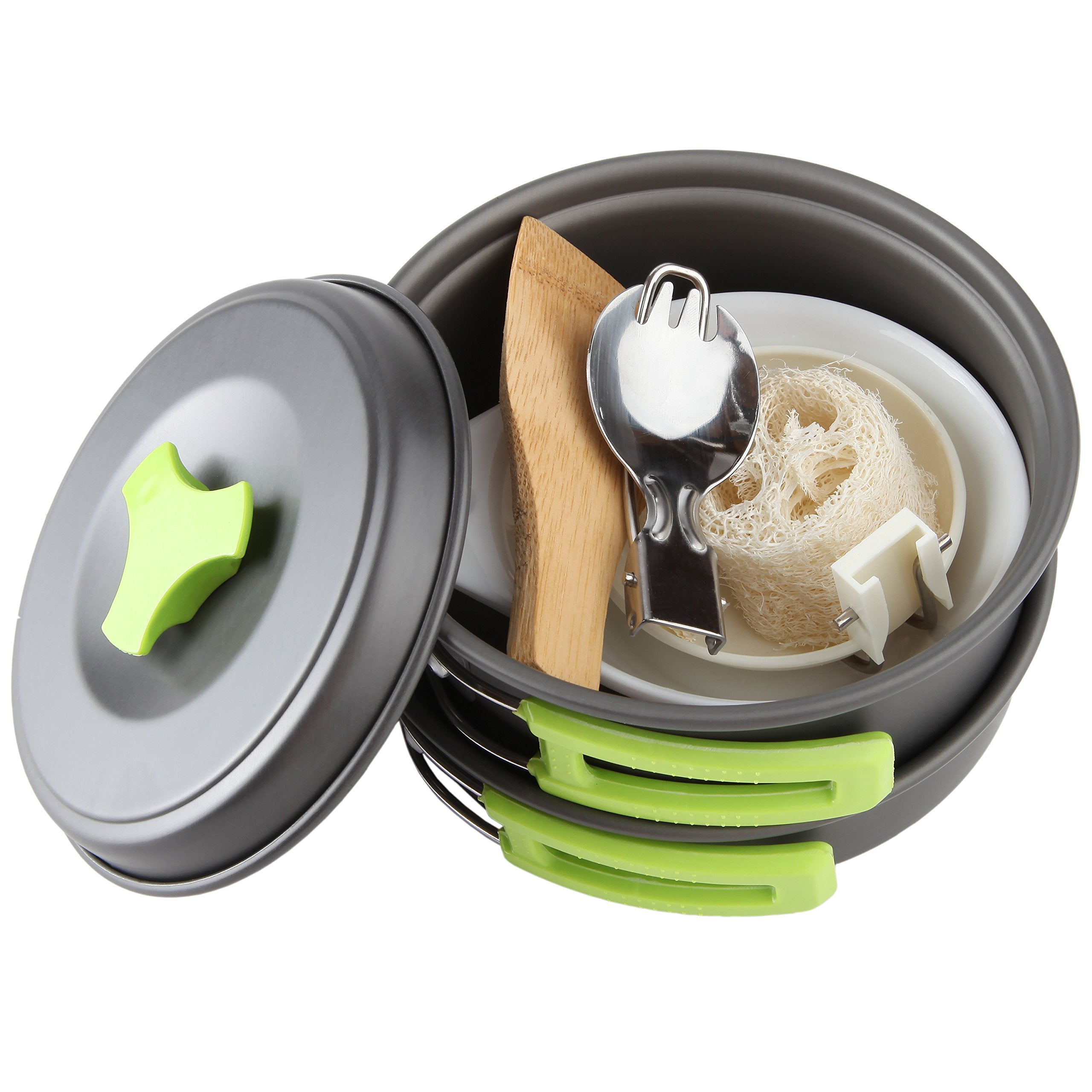 1 Liter Camping Cookware Mess Kit Backpacking Gear & Hiking Outdoors Bug Out Bag Cooking Equipment 10 Piece Cookset | Lightweigh