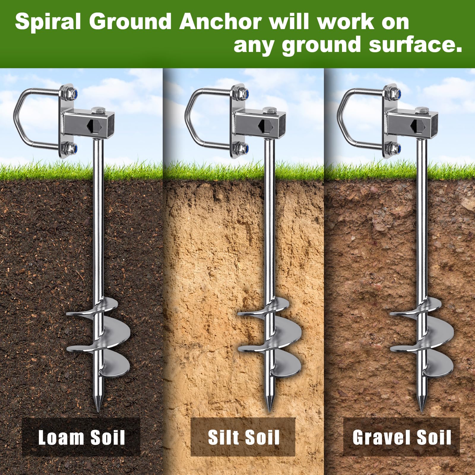 Insaga Multi-Purpose Ground Anchors Screw In, Fully Welded Shed Anchor Kit, 30 Earth Anchor, Mobile Home Anchors For Trampoline,