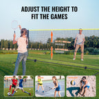 Vevor Badminton Net, Height Adjustable Volleyball Net, 17Ft Wide Foldable Pickleball Net, Portable Easy Setup Tennis Net Set Wit