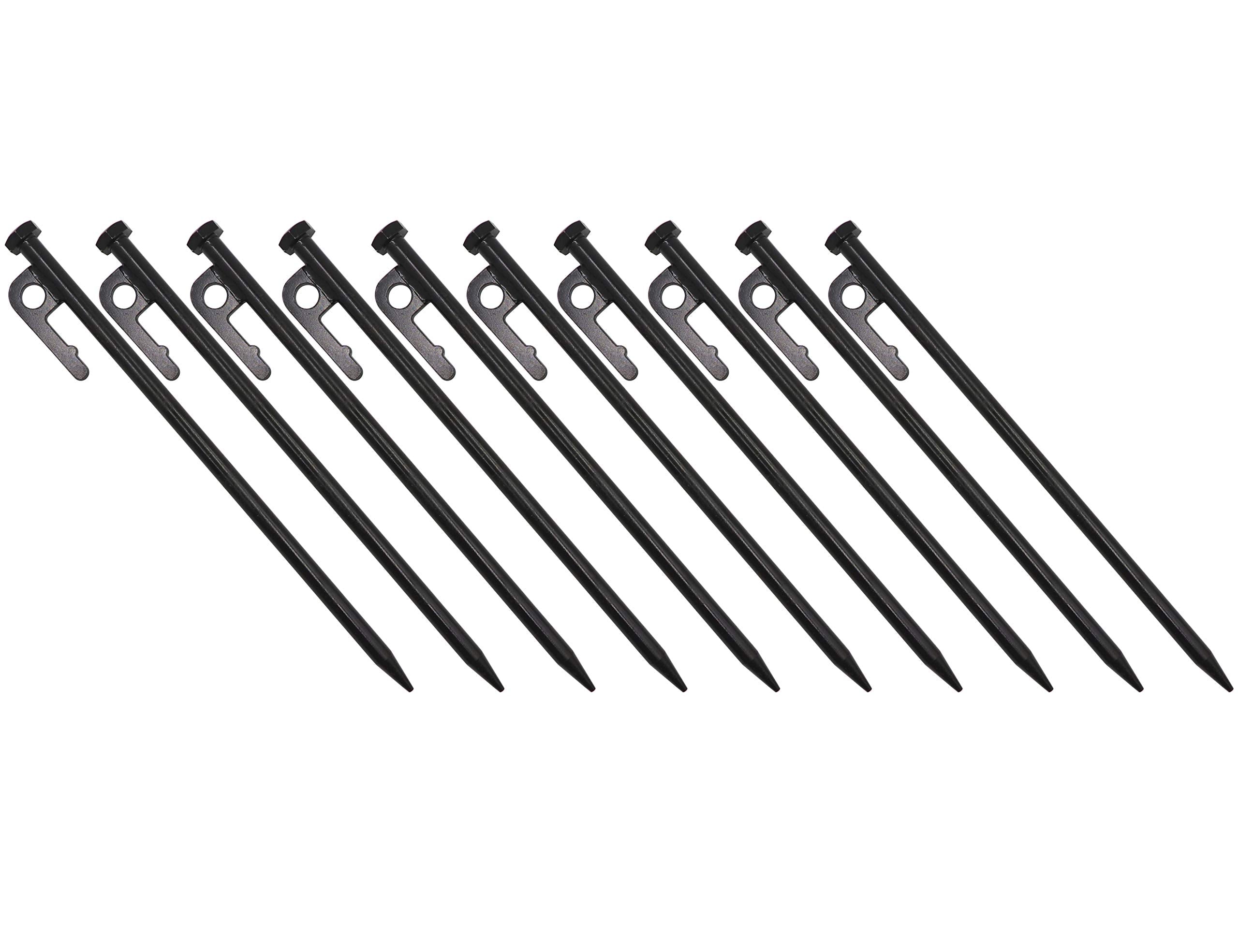 Lby 10Pcs Tent Stakes, 25Cm(9.84) Heavy-Duty Steel Solid Tent Stakes Pegs, Steel System Outdoor Tent Nail Camping Stakes, 45#Ste