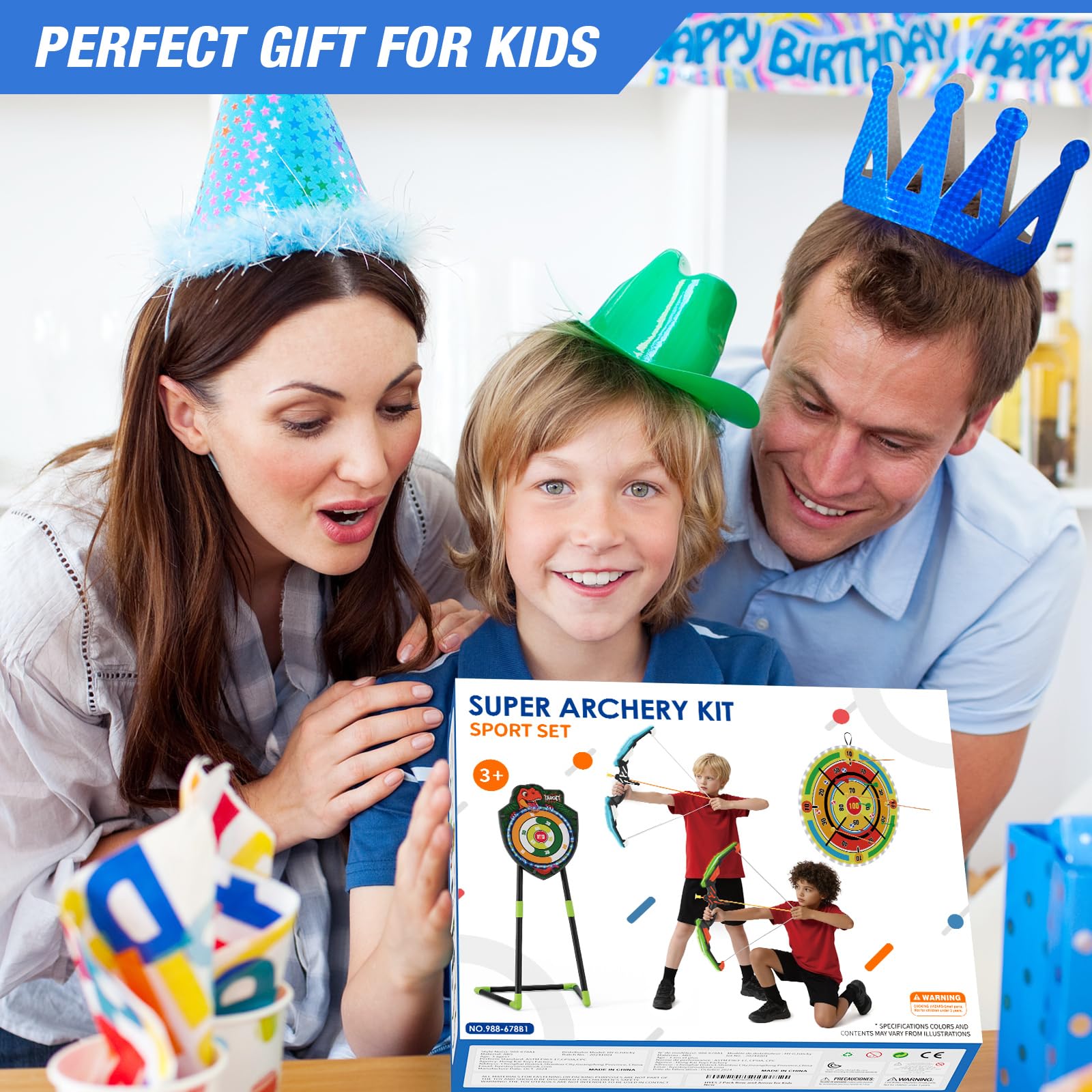 HYES 2 Pack Kids Bow and Arrow with 29 Large Dart Board, LED Light Up Archery Set with 24 Suction Cup Arrows, Indoor Outdoor Spo