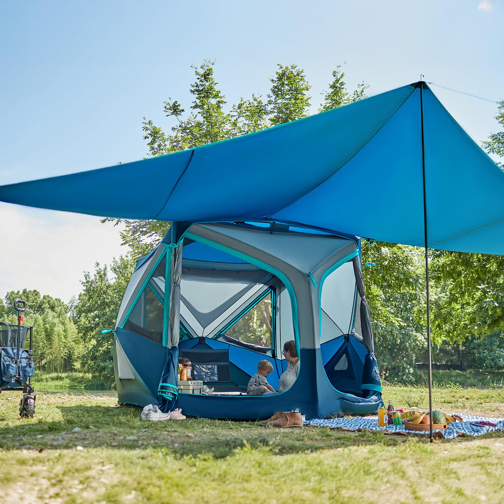 Timber Ridge 4-5 Person Instant Pop Up Cabin Hub Tent, 60S Easy Setup, Weather Resistant Family Tent With Rain Fly And Carry Bag