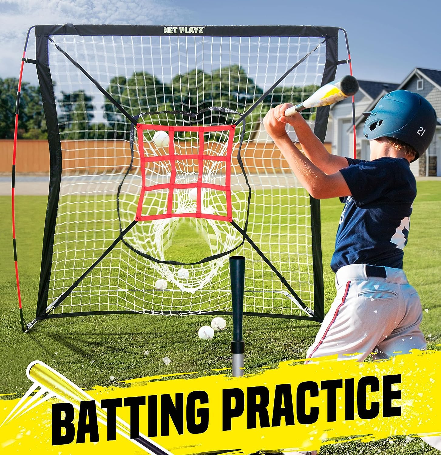 Baseball Net - Pitching & Hitting Net (9 Strike Zone, Portable & Quick-Fold) Gifts for Kids & Teens | Training Aids Equipment 5