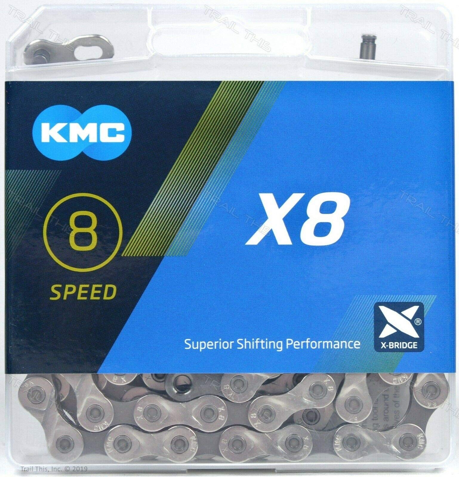 Kmc X8 8-Speed Nickel Plate Edition X-Series Bicycle Chain Compatible With Shimano, Sram, Campagnolo And All Major Systems