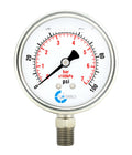 Carbo Instruments Stainless Steel Pressure Gauge Dual Display (0-100 Psikpa) - 2 1-2 Glycerine Liquid Filled Water Air Oil Gas G