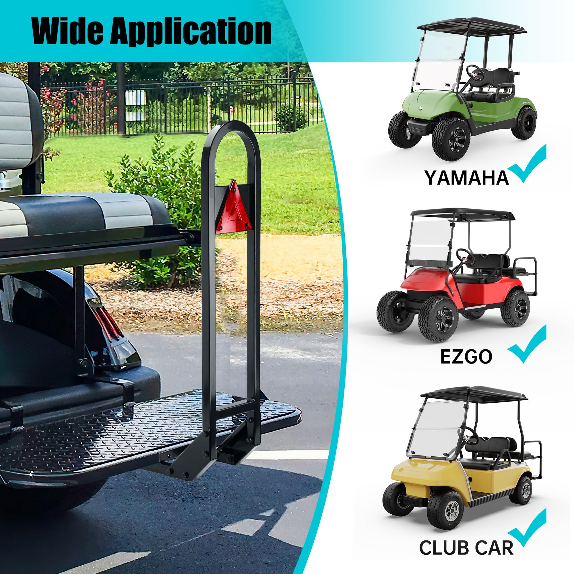 10L0L Newest Universal Golf Cart Rear Seat Safety Grab Bar, Heavy Duty Rear Seat Hand Rail Grab Bar Add Safety To Your Rear Pass