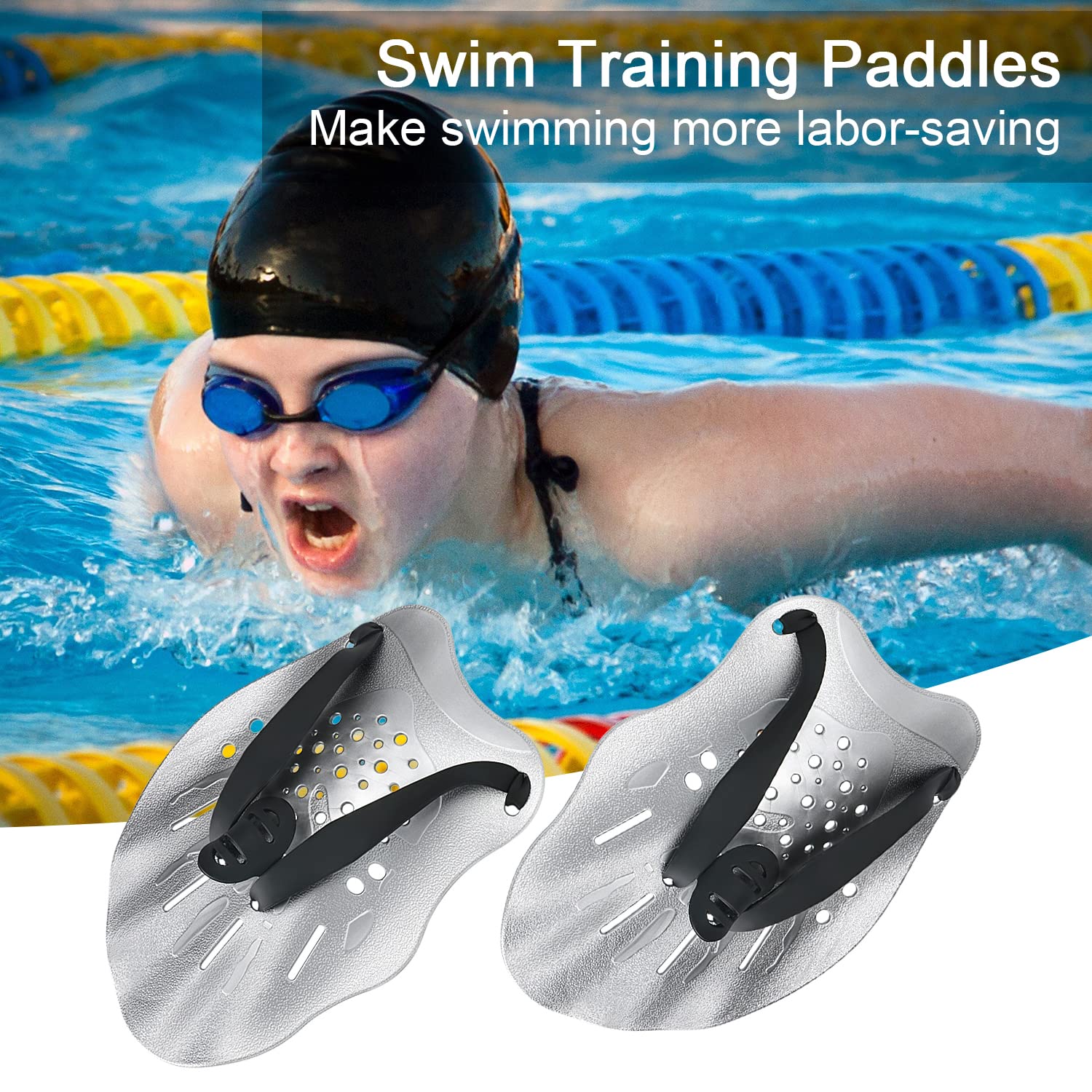 Contour Swim Paddles Hand, Swim Training Hand Paddles With Adjustable Straps, Swimming Hand Paddles For Women And Men