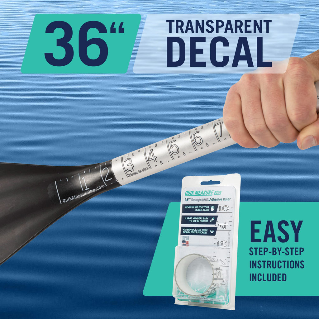 Quik Measure Pro Fish Rulers - 36'' Boat Ruler Fish Measuring Sticker - Transparent Waterproof Decal Tape Measure - Made In Usa