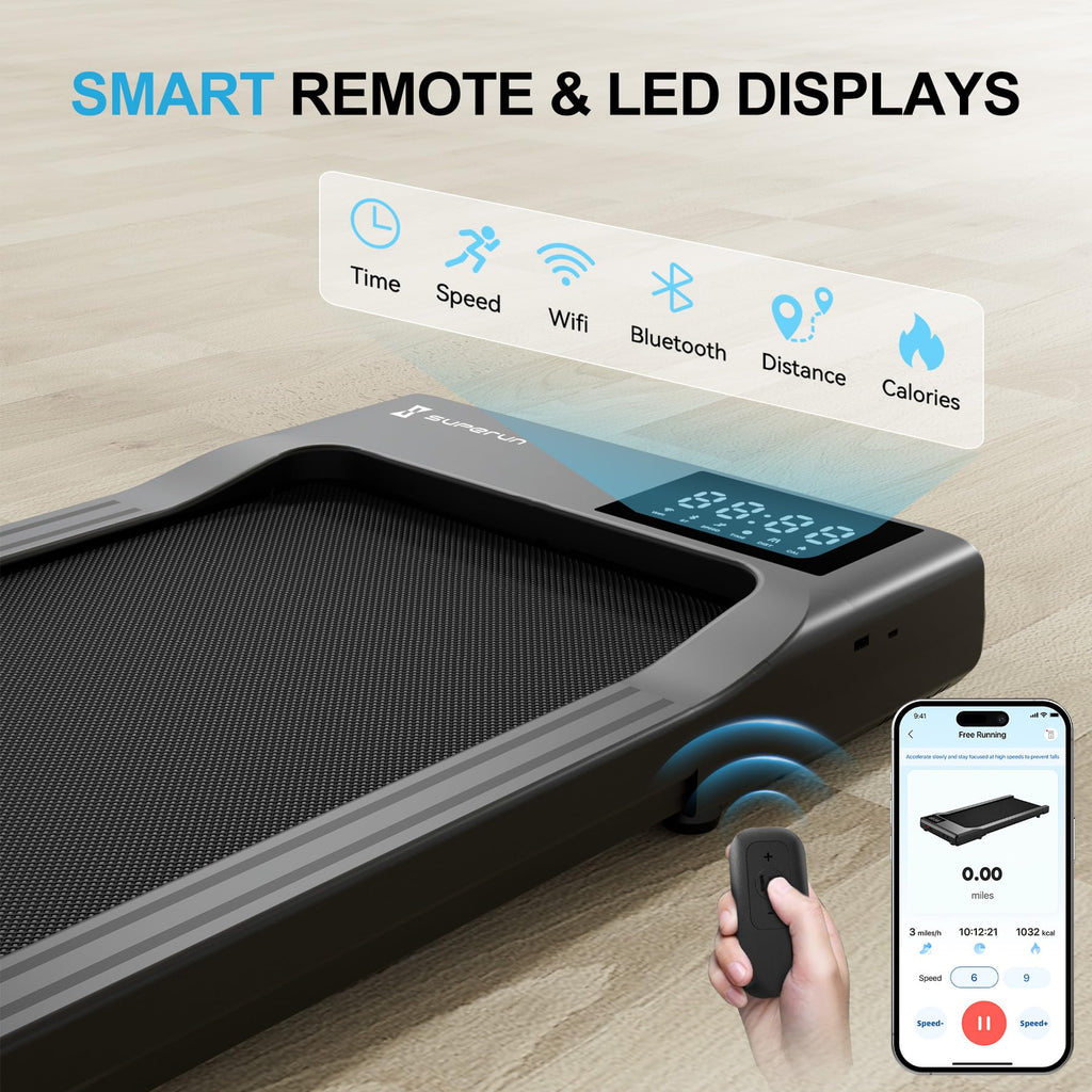 Walking Pad For Home Office, No-Assembly Treadmills With App And Remote Control, Led Display, 2.5 Hp Quiet Walking Jogging Machi