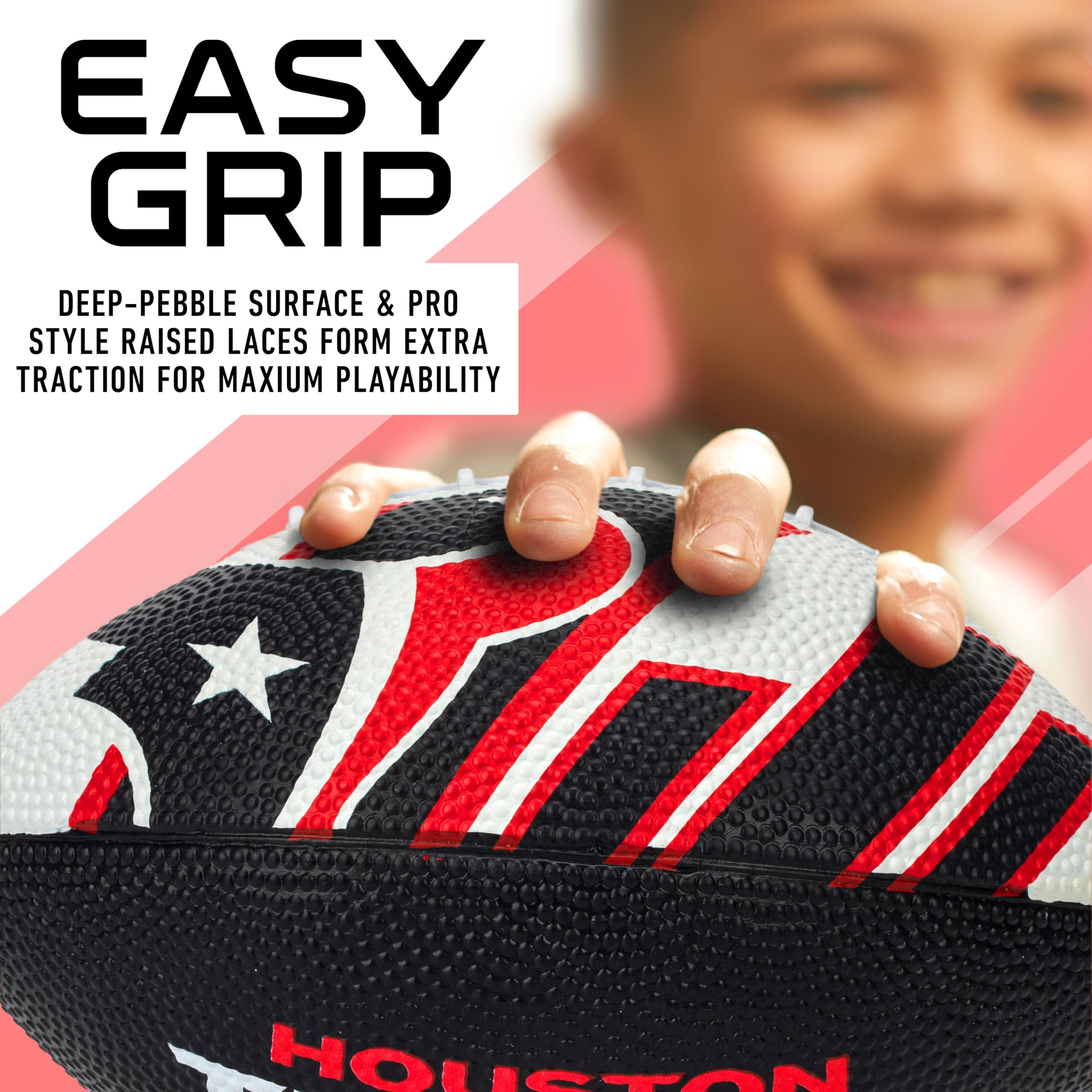 Franklin Sports Nfl Houston Texans Football - Youth Football - Mini 8.5'' Rubber Ball - Perfect For Kids - Team Logos And Colors