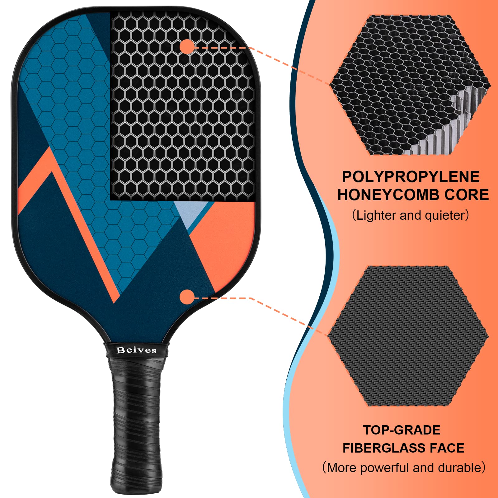 Beives Pickleball Paddles Set Of 4 Pickleball Set Pickle Ball Raquette, 4 Pickleball Rackets With 4 Balls And Portable Carry Bag