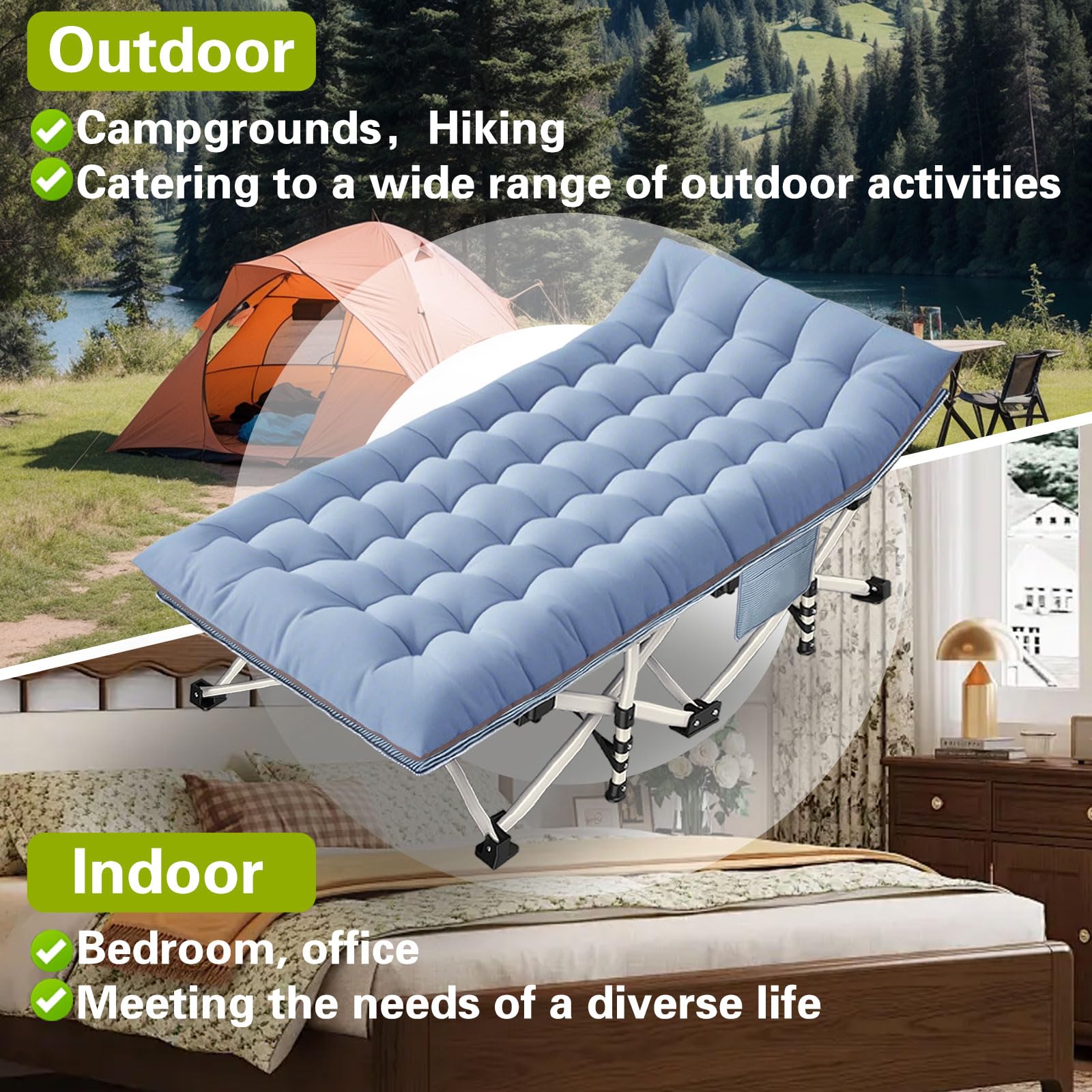 Xxl Camping Cot Oversize Cots For Adults Extra Large Cots For Sleeping With Mattress Heavy Duty Camping Bed With Carry Bag Foldi