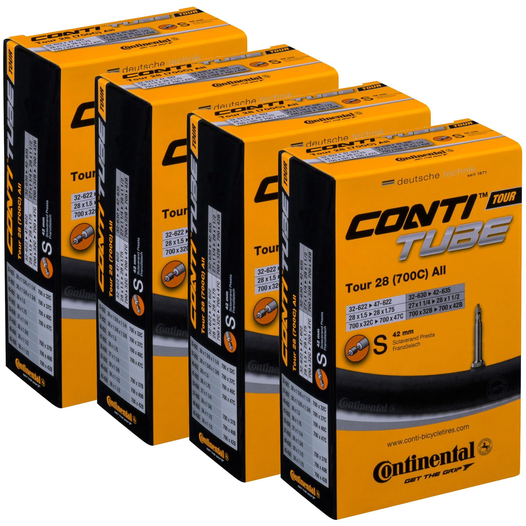 Continental - Inner Tube Tour All 28'' Presta 42Mm Sv - Set Of 4