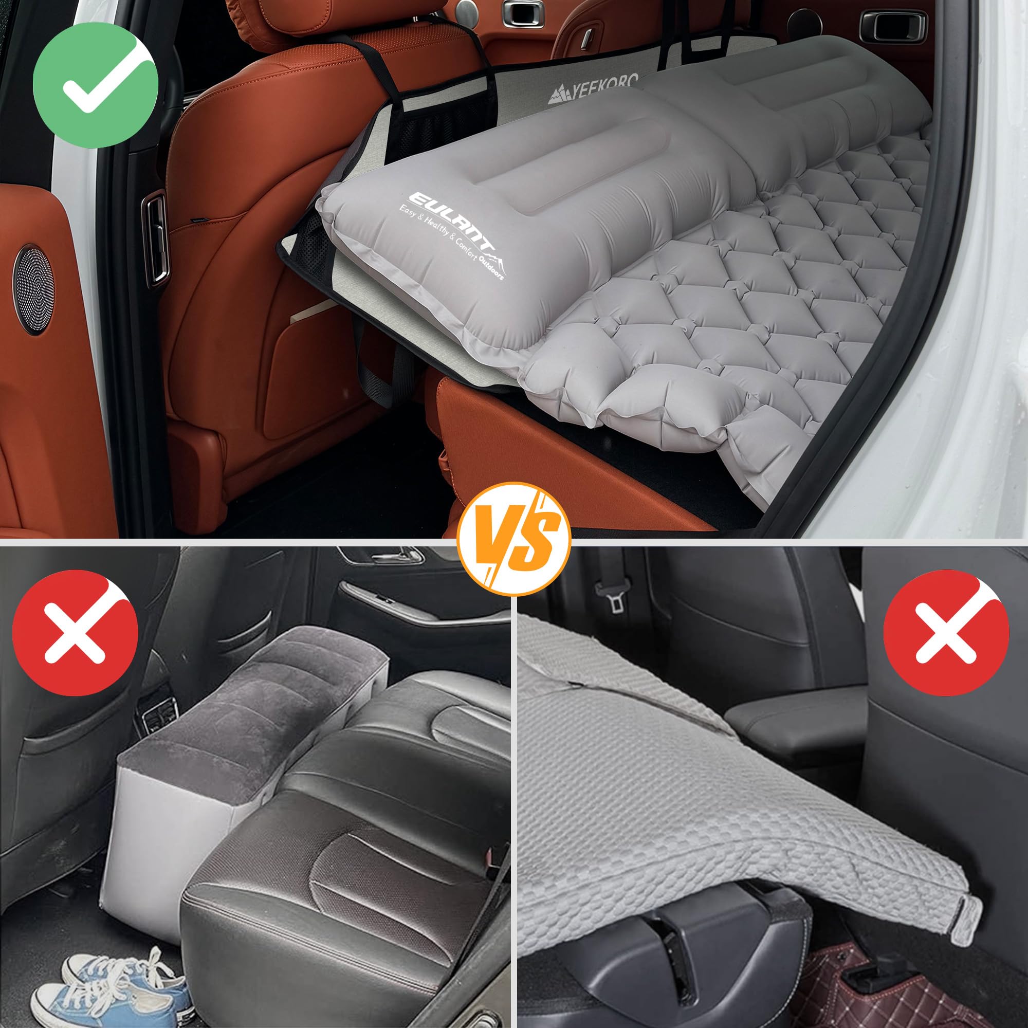 Yeekoro Car Rear Seat Mattress Extension Plate, Foldable Back Seat Extender, Portable Mattress For Sleeping, Increase Travel Tru