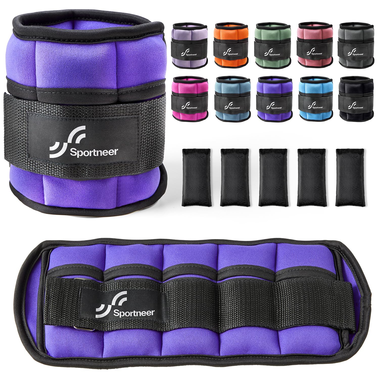 Sportneer Adjustable Ankle Weights for Women & Men, Durable Ankle Leg Weights Strap For Fitness, Exercise, Walking, Jogging, Gym
