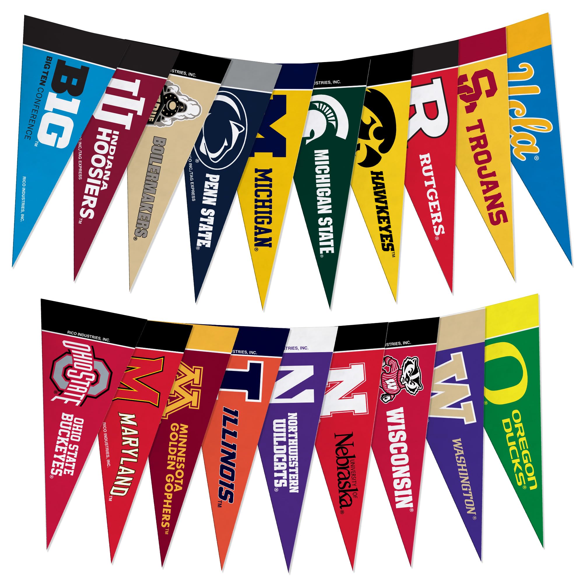 Rico Industries Ncaa Big Ten Complete 4'' X 9'' Felt Mini Pennant League Set (Includes All Teams)