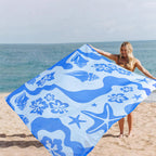 Skynautre Waterproof Sandproof Beach Blanket, 110''  118'' Oversized Sand Free Beach Mat With 4 Stakes & Storage Bag, Extra Larg