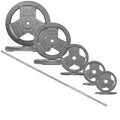 Fitvids 1 Inch Standard Barbell Weight Plates and Bar Set, 6 FT Barbell Bar and 160 LB Barbell Weight Set for Home Gym Strength 