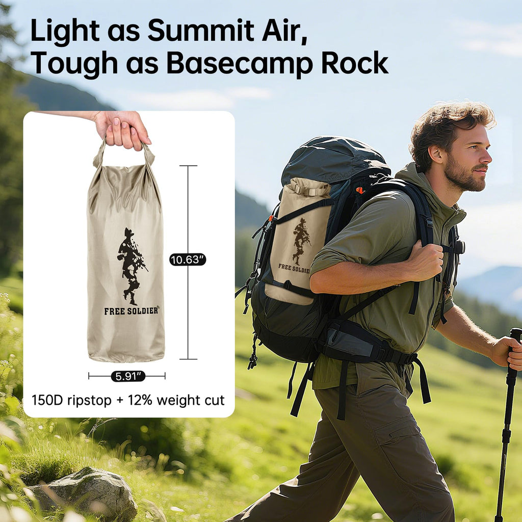 Free Soldier Camping Tarp Waterproof Portable Multifunctional Outdoor Traveling Awning Backpacking Shelter Rain Tarp (Beige 10