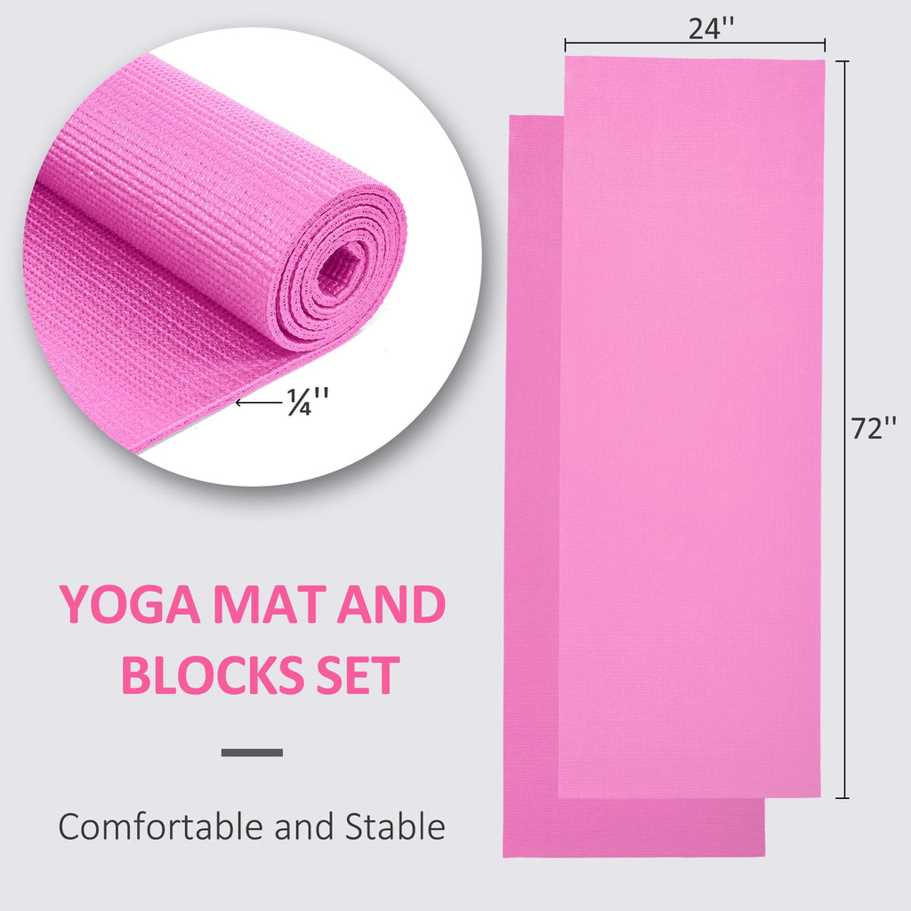 Fitvids All Purpose 0.25 Inch Thick High Density No Tear Exercise Yoga Mat With Strap & Lightweight Features For Indoor & Outdoo