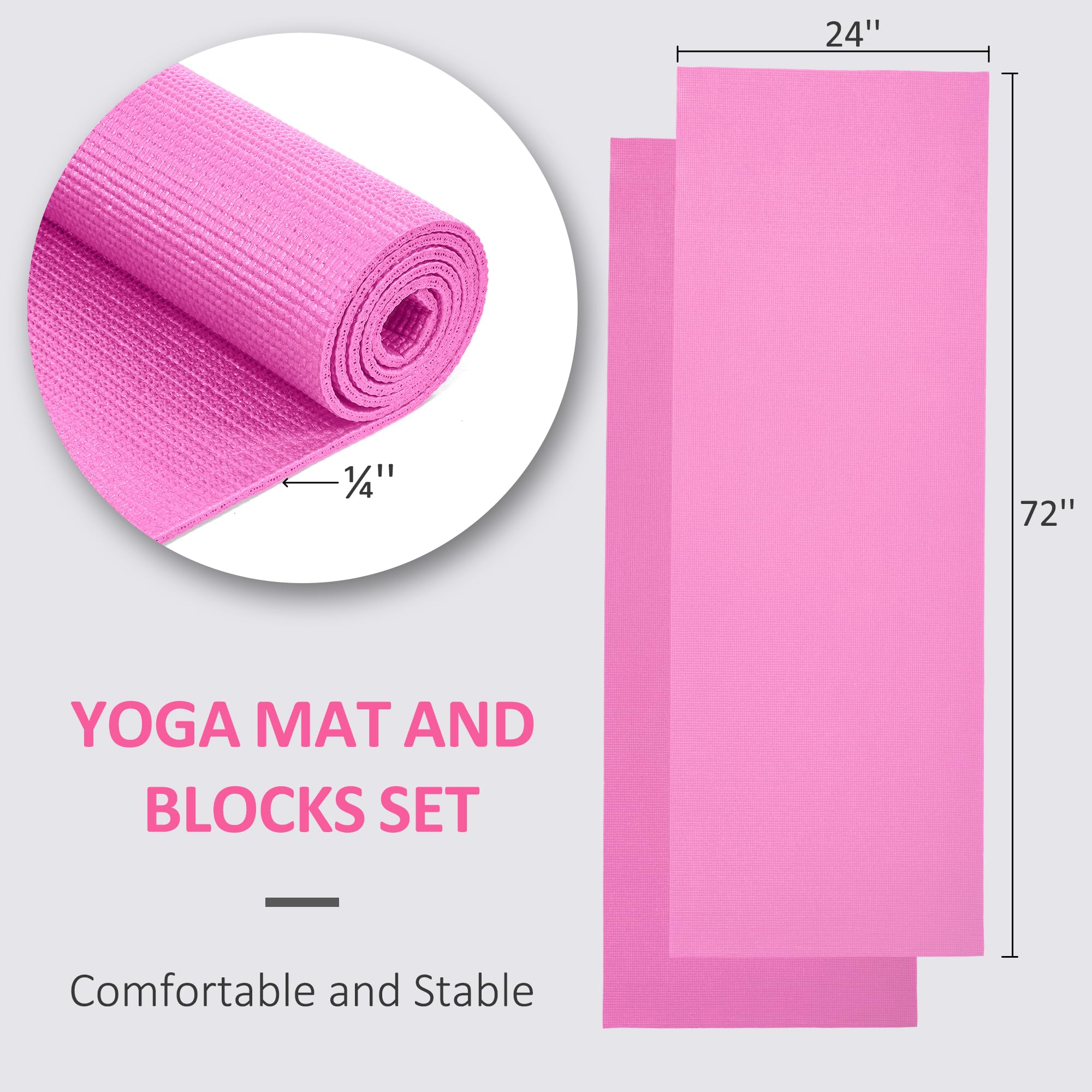 Fitvids All Purpose 0.25 Inch Thick High Density No Tear Exercise Yoga Mat With Strap & Lightweight Features For Indoor & Outdoo